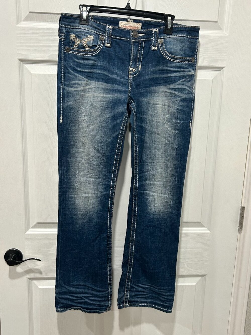 Big Star Maddie Boot Cut Blue Stretch Denim Western Jeans Size 30R Cowgirl